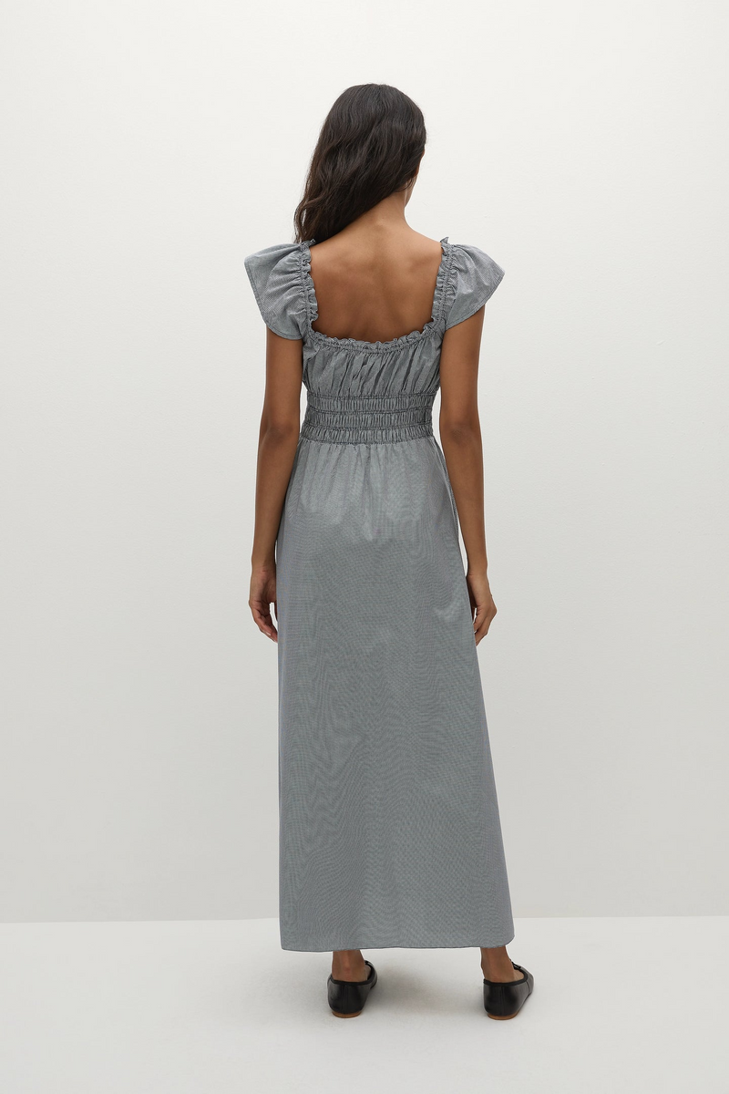 Janne Midi Dress - Hanne Gingham Vintage Navy