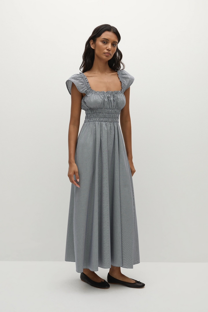 Janne Midi Dress - Hanne Gingham Vintage Navy