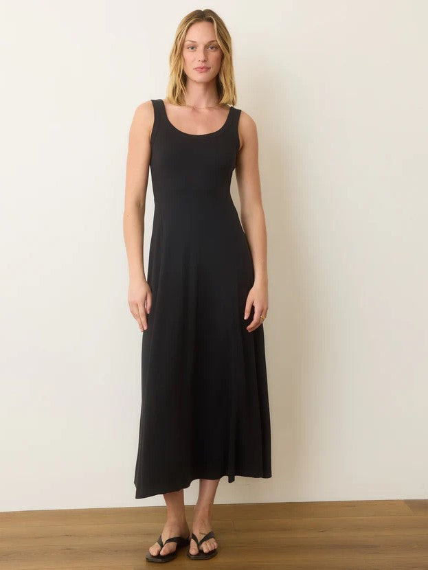 Lexi Rib Sun-In Scoop Neck Dress - Black