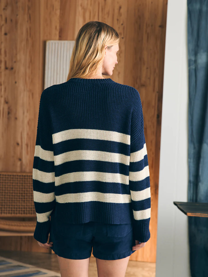 Miramar Linen Crew Sweater - Kadena Navy Stripe