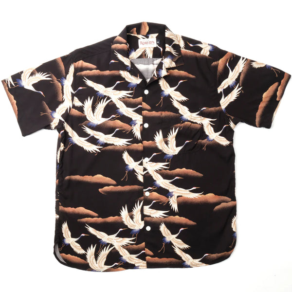 Hawaiian Shirt - Black Crane