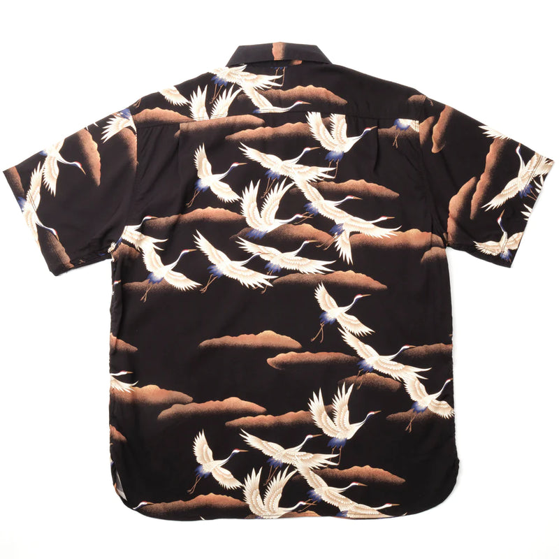 Hawaiian Shirt - Black Crane