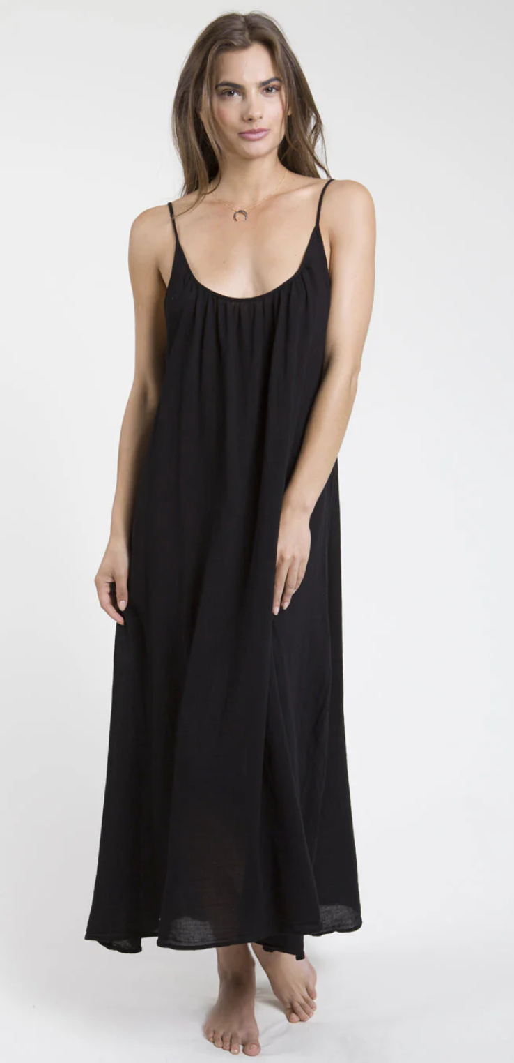 Tulum Low Back Maxi in Naked - Black