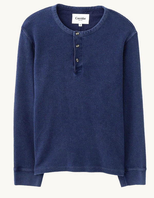 Waffle Henley - Navy