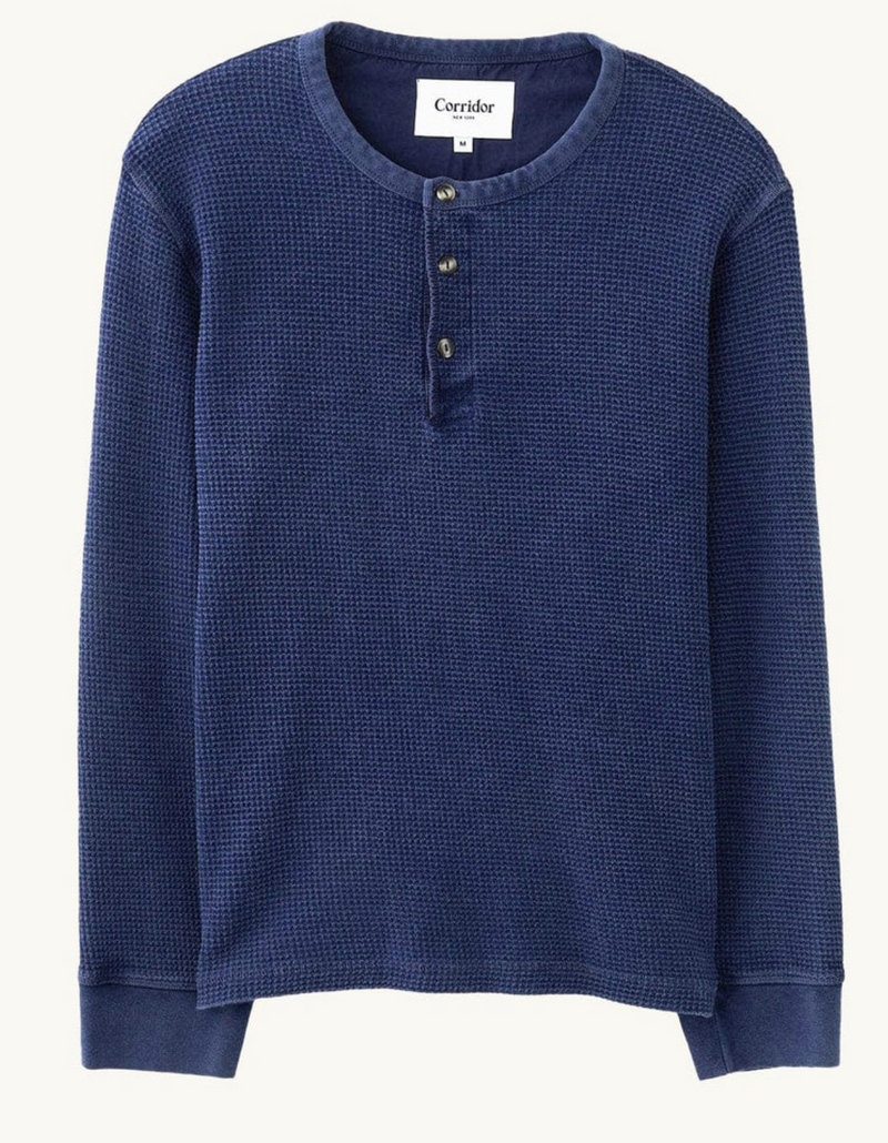 Waffle Henley - Navy