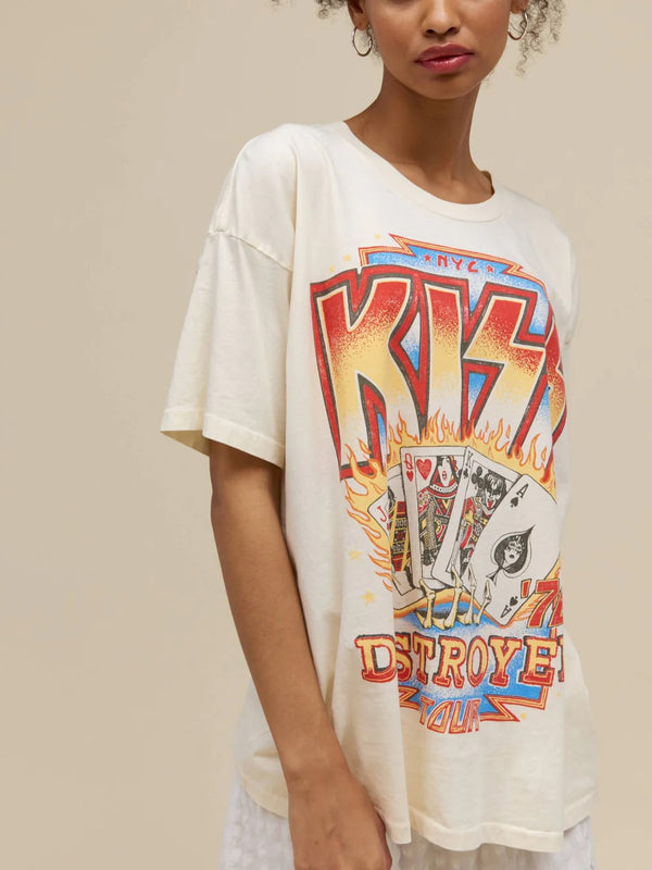 Kiss Destroyer Tour 76 Merch Tee - Stone Vintage