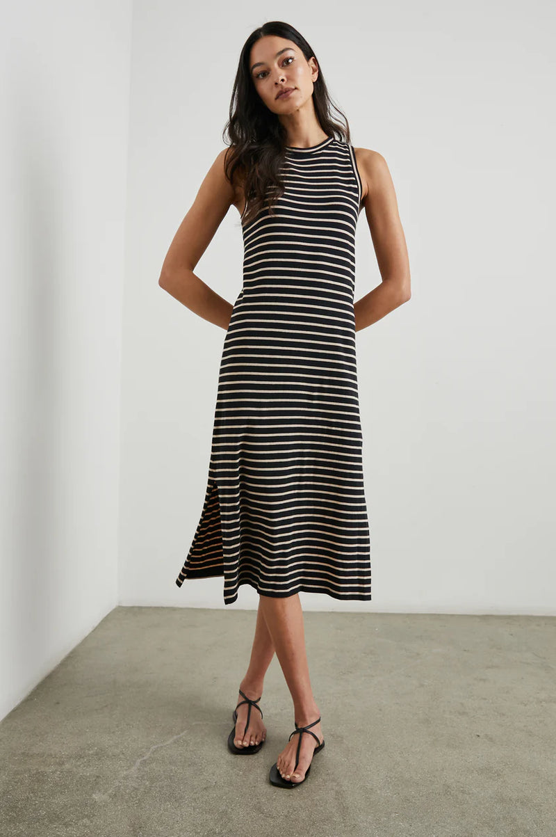 Tank Dress - Black Ivory Stripe