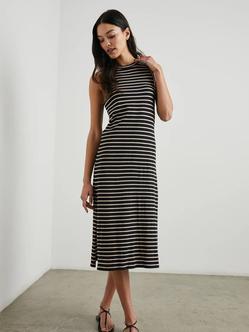 Tank Dress - Black Ivory Stripe