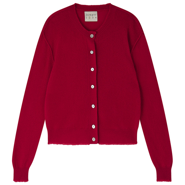 Cashmere Distressed Cardigan - Dull Red