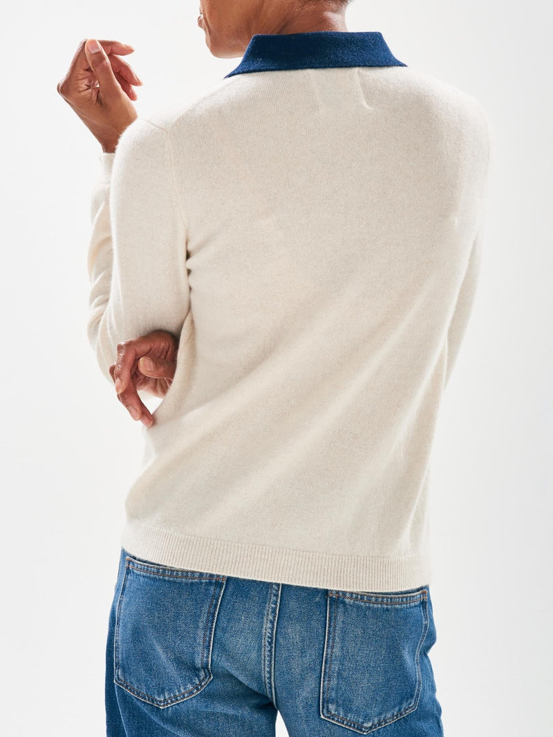 Contrast Polo - Oatmeal/Navy