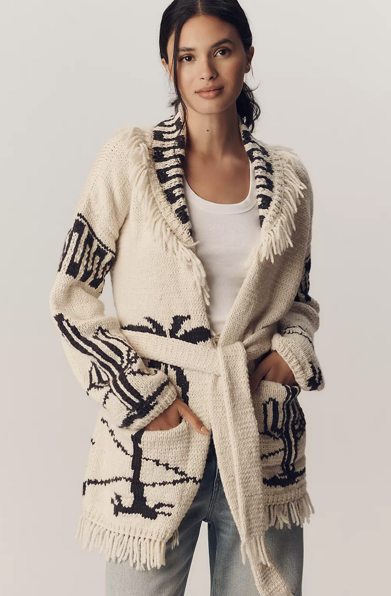 Las Palmas Cardigan - Blanco/Negro