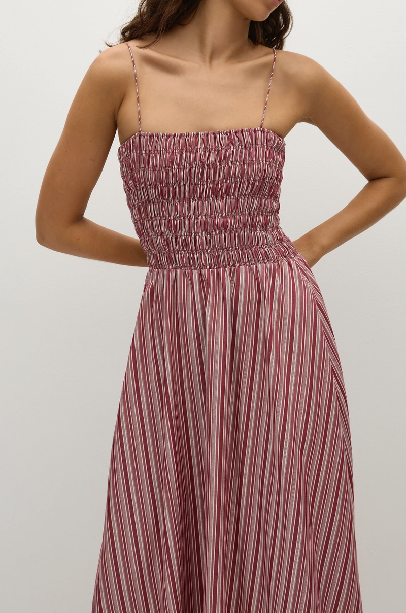 Anniken Maxi Dress - Burgundy Stripe