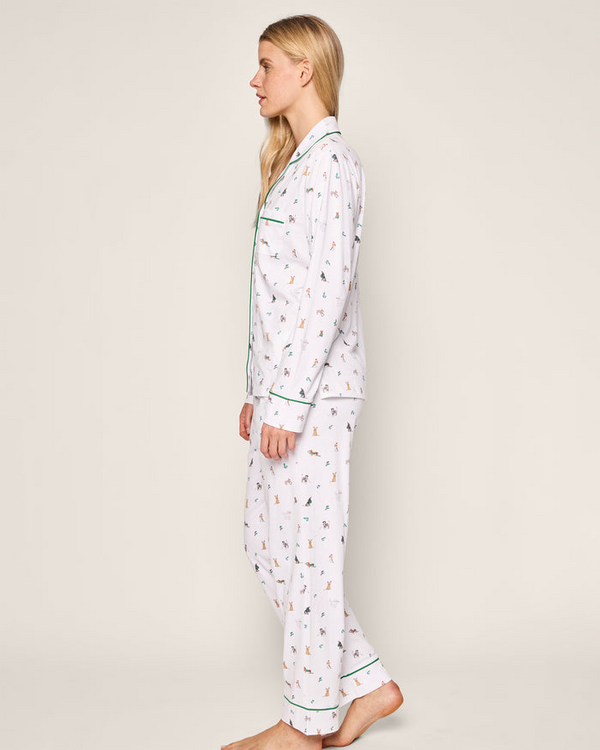 Women's Luxe Pima Jingle Paws Pajama Set - White