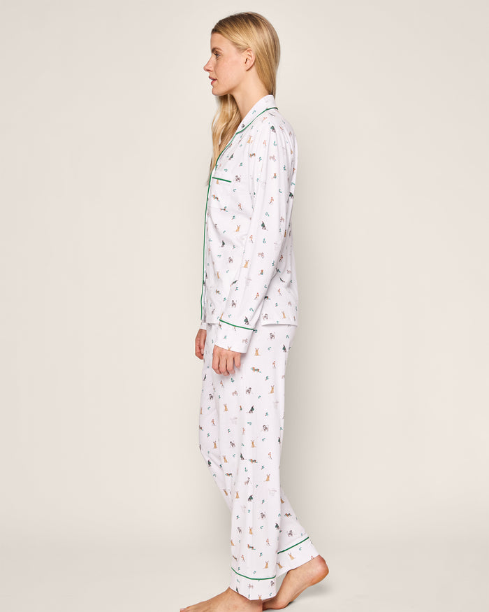 Women's Luxe Pima Jingle Paws Pajama Set - White