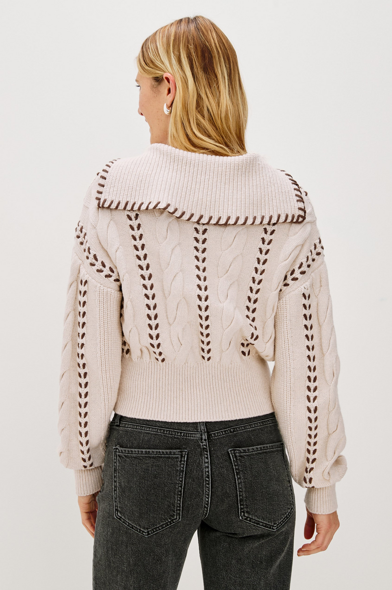 Lune - Oatmeal Brown Whip Stitch