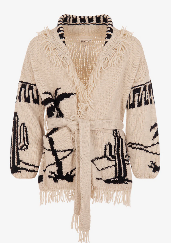 Las Palmas Cardigan - Blanco/Negro