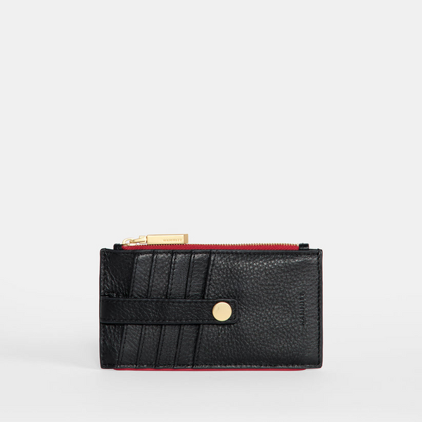 210 West Wallet - Black/Brushed Gold Red Zip