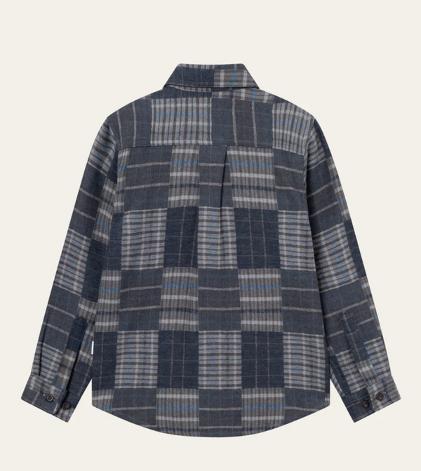 Kent Patchwork Check Shirt - Dark Navy