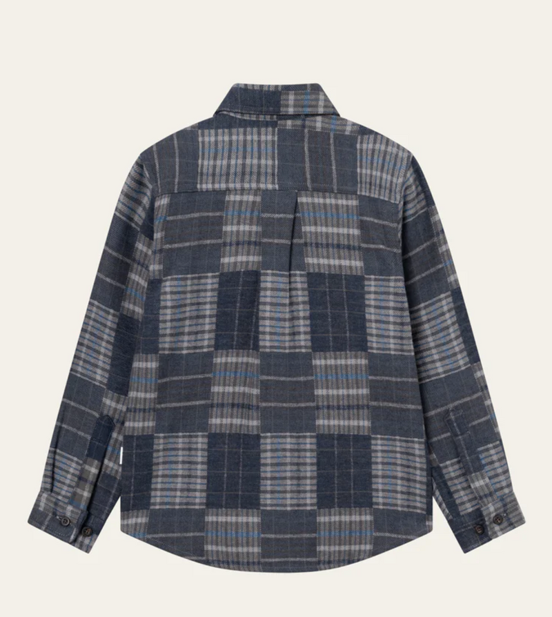 Kent Patchwork Check Shirt - Dark Navy