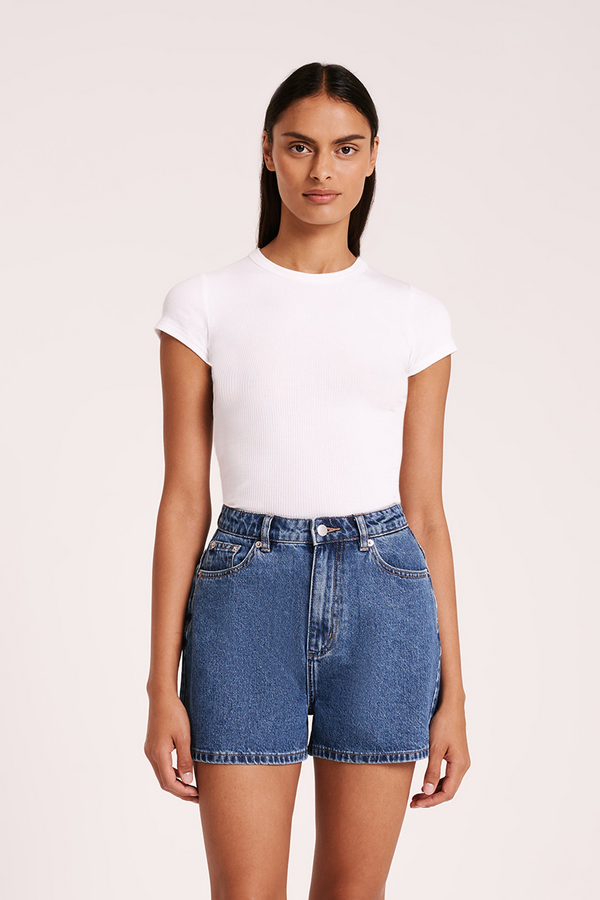 Organic Rib Short Sleeve Tee - White