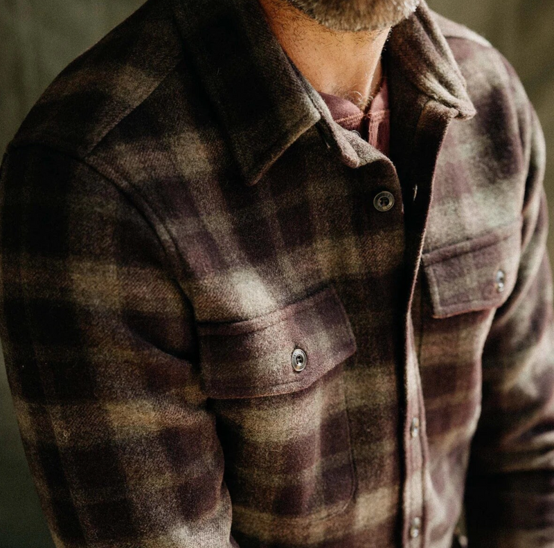 The Maritime Shirt Jacket in Burgundy Plaid