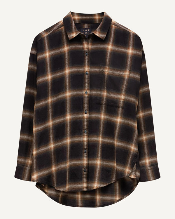 Bella Flannel Shirt - Black Plaid Flannel