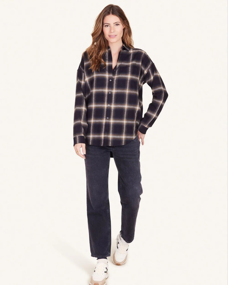 Bella Flannel Shirt - Black Plaid Flannel