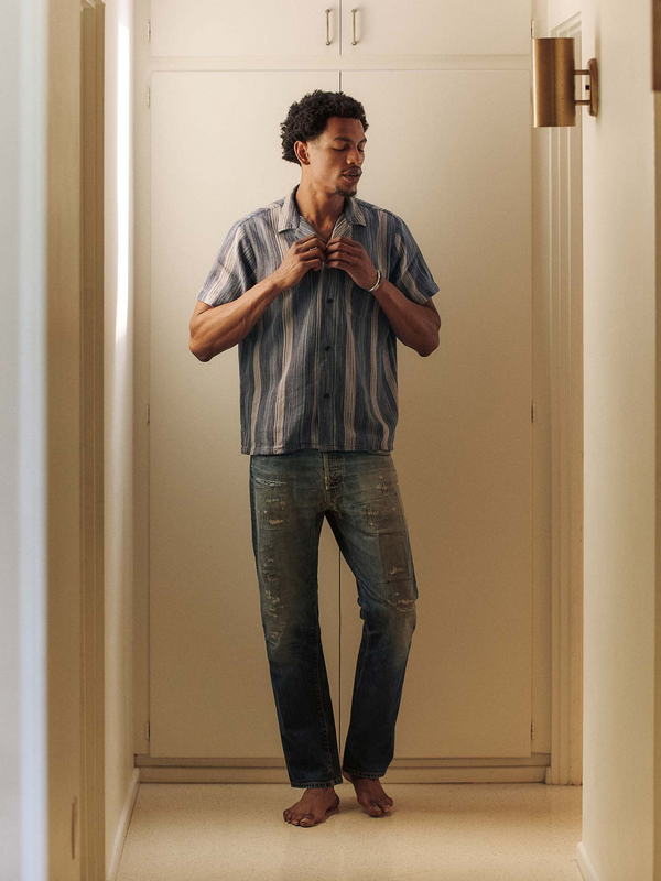 Serra Camp Shirt - Washed Indigo Stripe