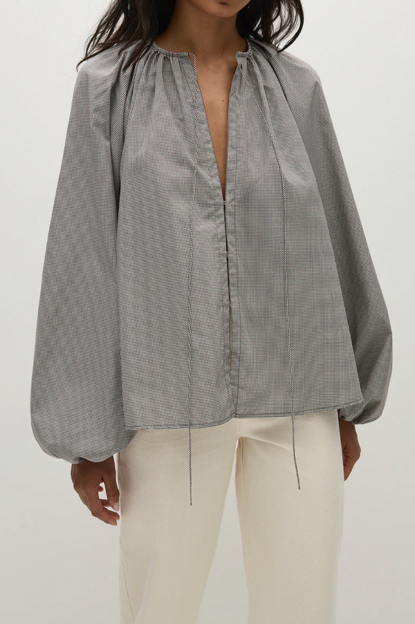 Amara Blouse - Hanne Gingham Espresso