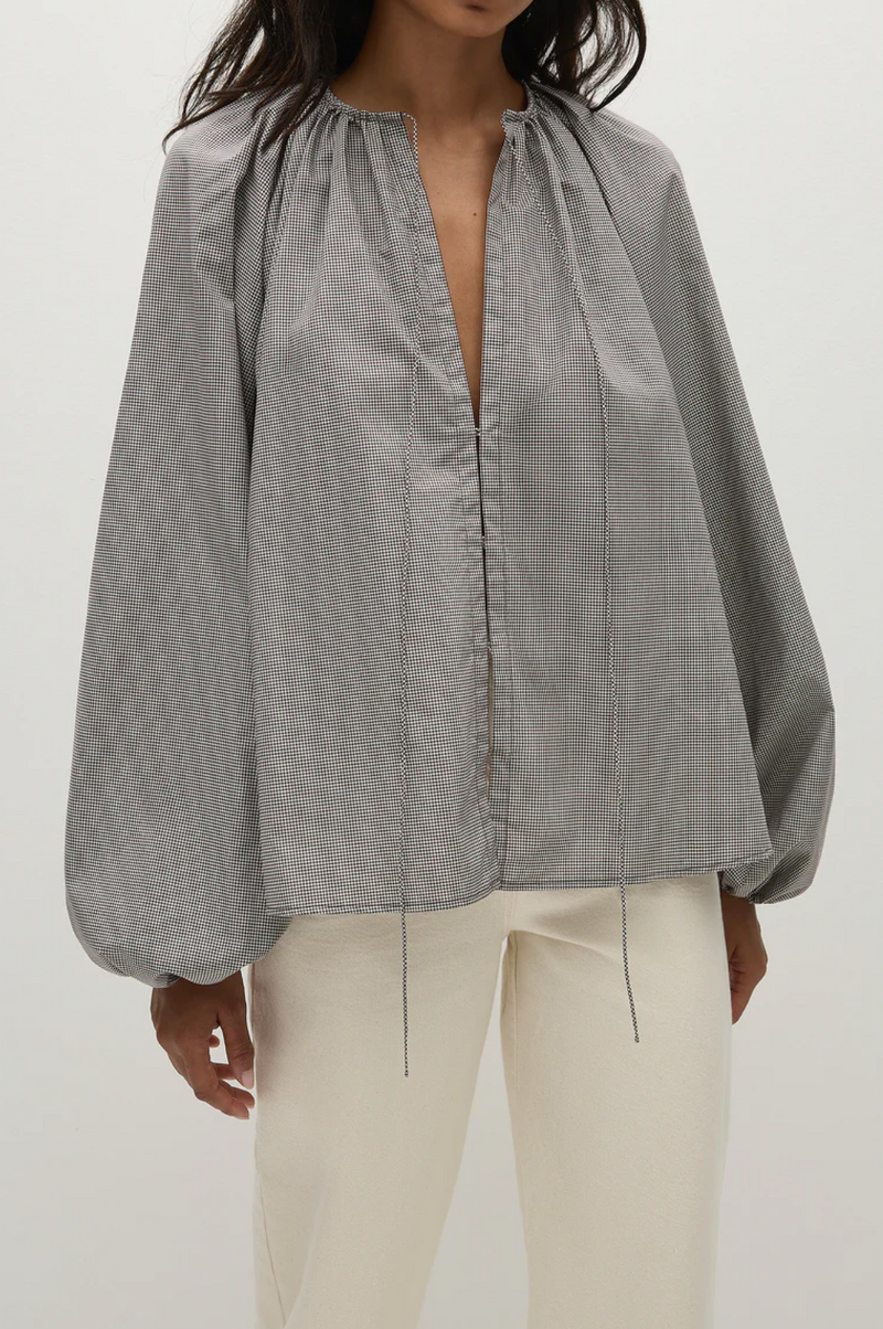 Amara Blouse - Hanne Gingham Espresso