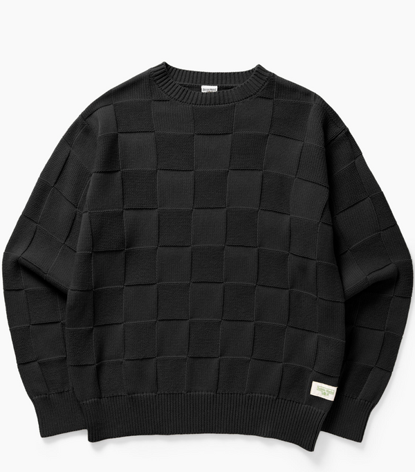 Check Knit Crewneck - Black