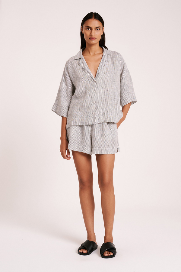 Lounge Stripe Linen Short - Pinstripe
