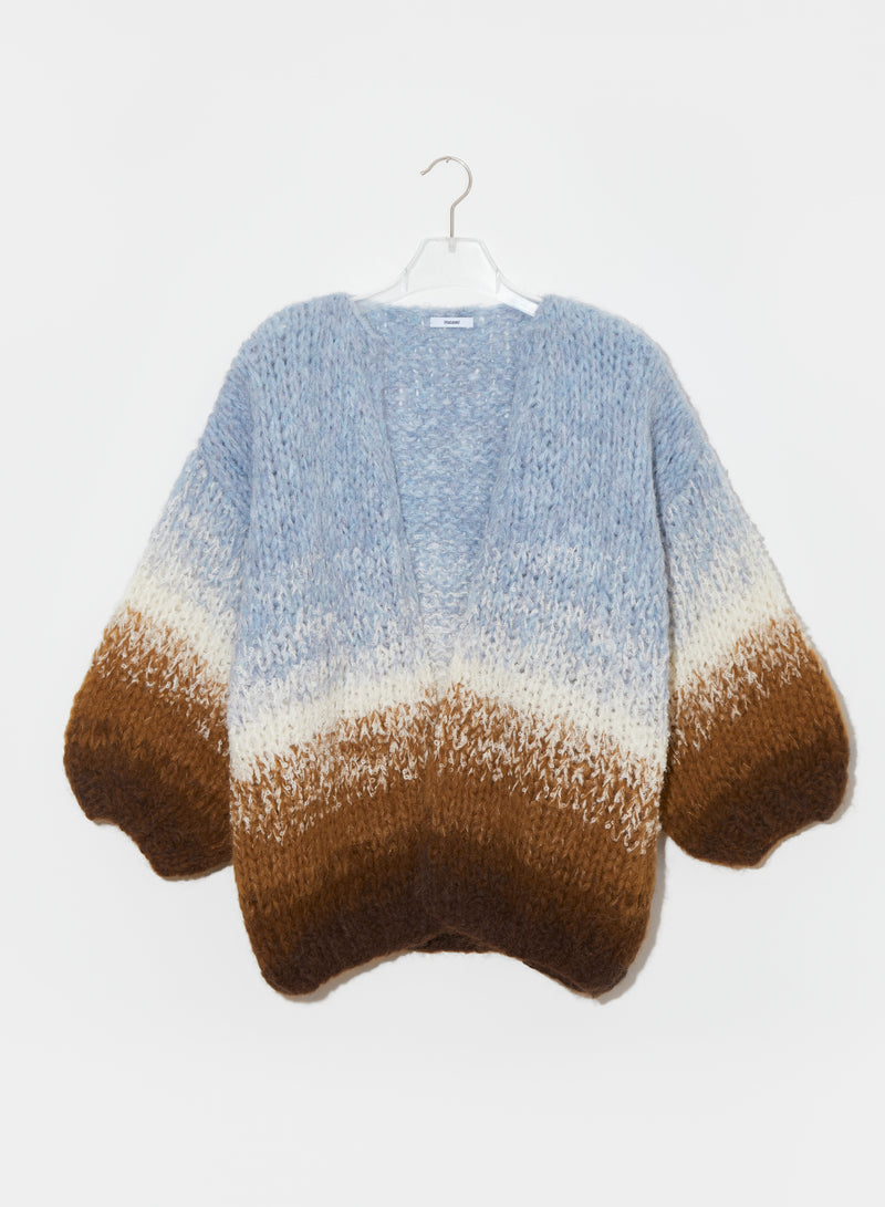 Alpaca Ombre Big Cardigan - Blue - Brown