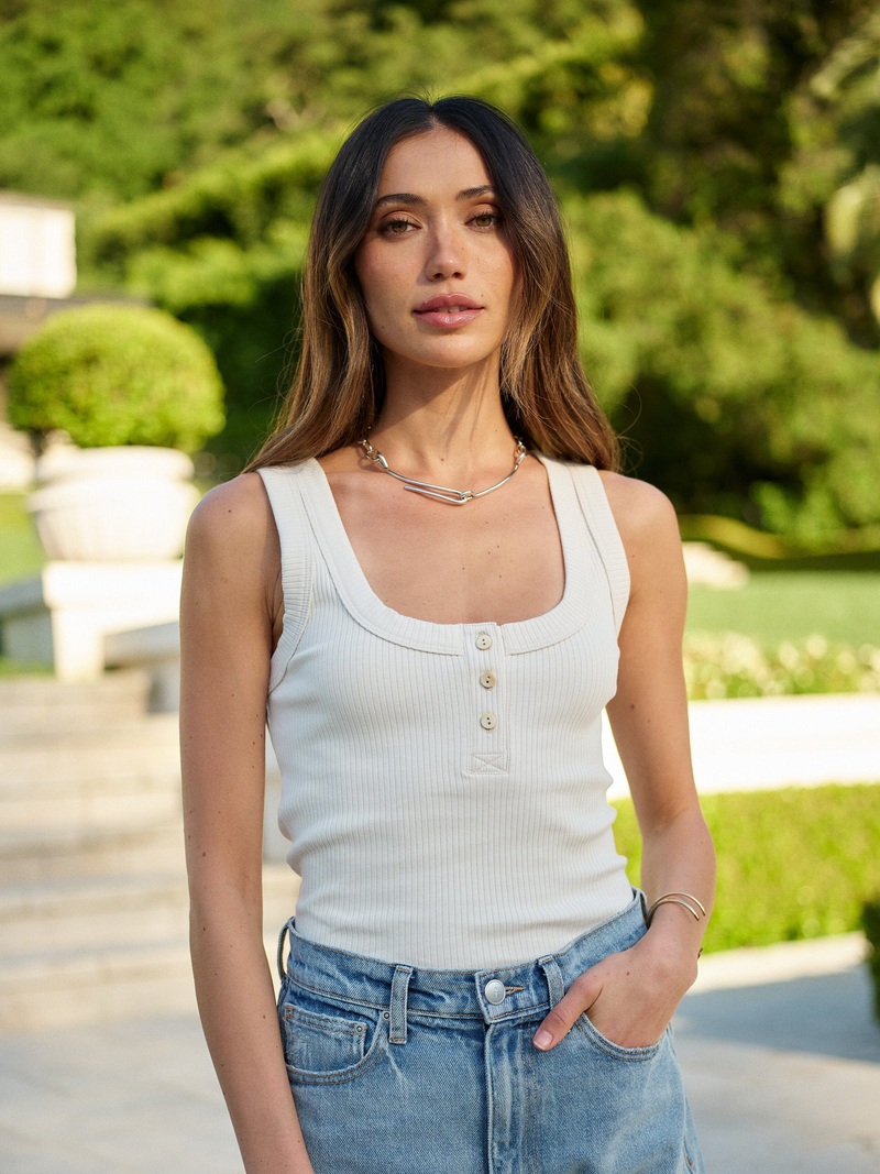 Women’s Todos Tank Top in Organic Cotton Rib - Stone