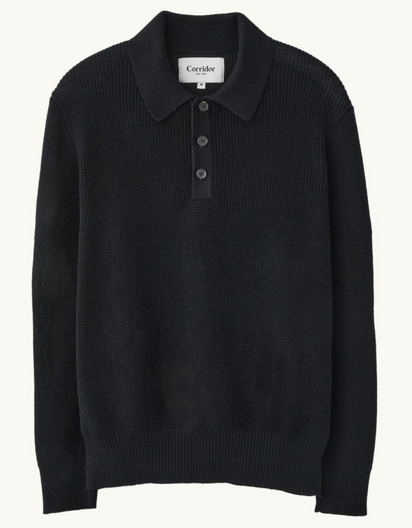 LS Slouchy Polo - Black