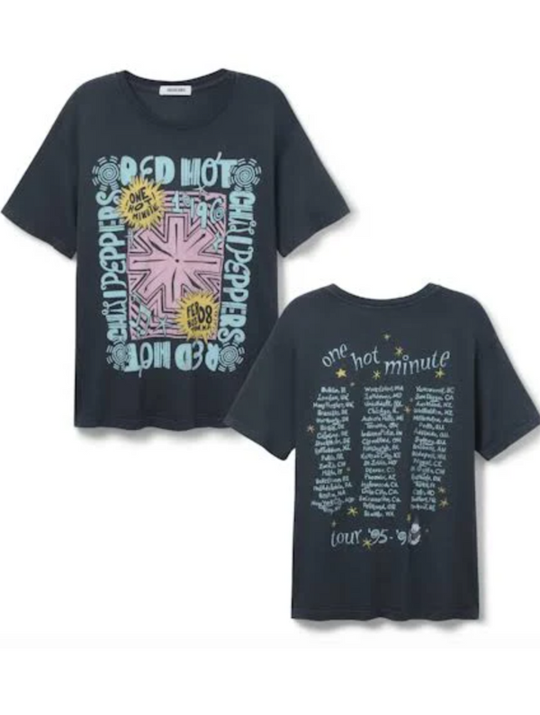 Red	Hot Chili Peppers One Hot Minute Boyfriend Tee - Vintage Black