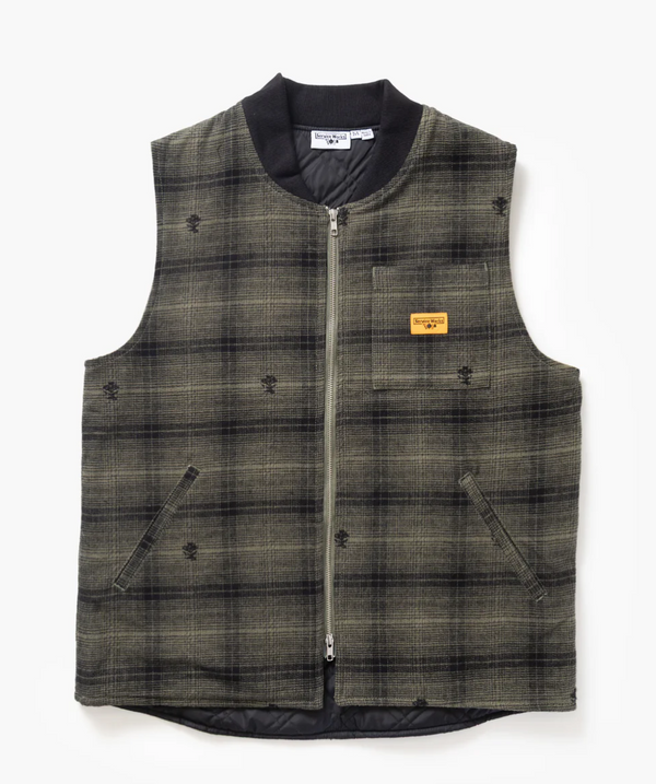 Thistle Plaid Work Vest - Olive
