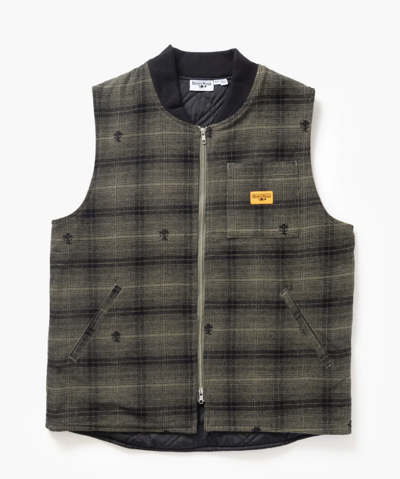 Thistle Plaid Work Vest - Olive