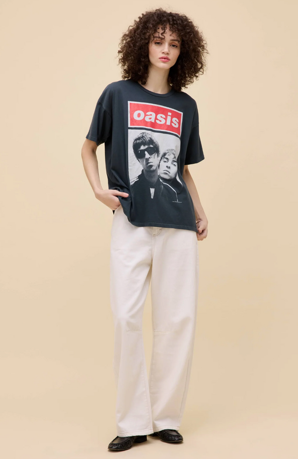 Oasis Liam and Noel Merch Tee - Vintage Black