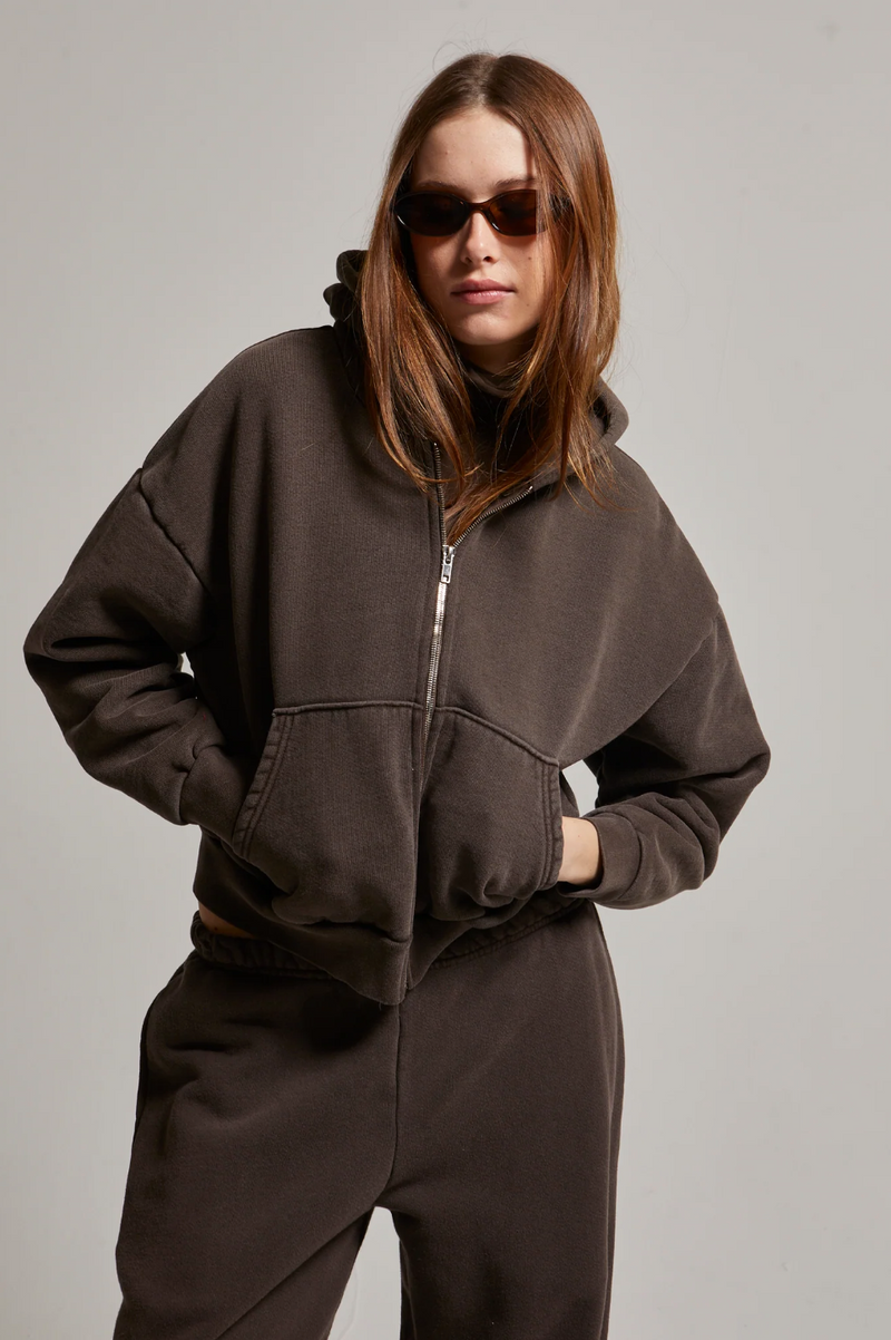 Rosie Zip Hoodie - Chocolate