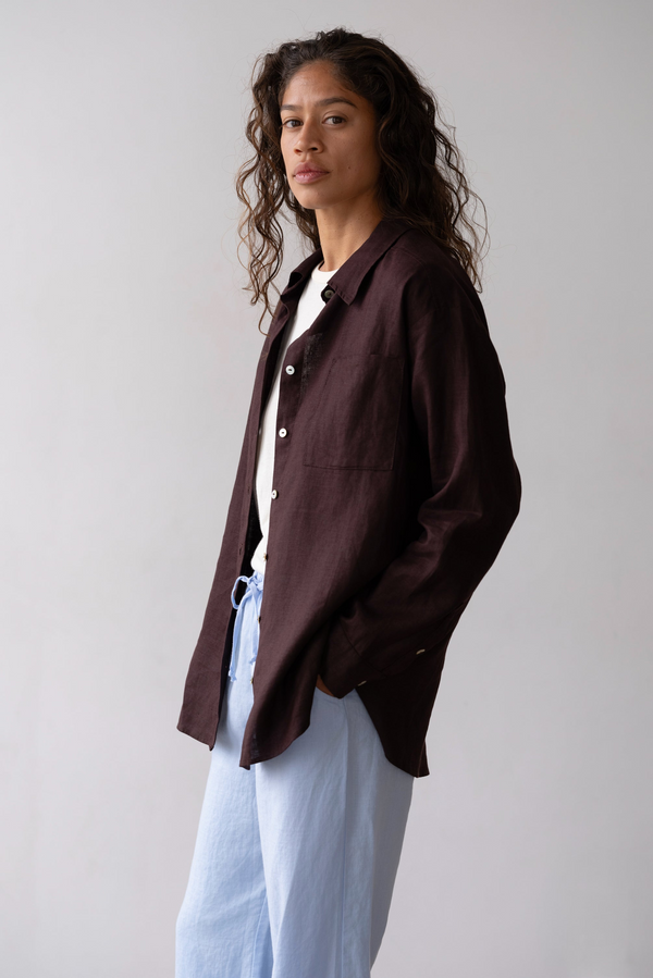 The Linen Relaxed Shirt - Espresso