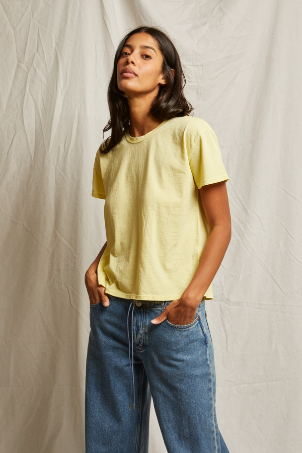 Harley Cotton Short Sleeve Boxy Crew Tee - Banana