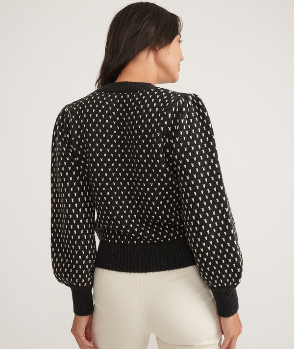 Alma Puff Sleeve Sweater - Black and White