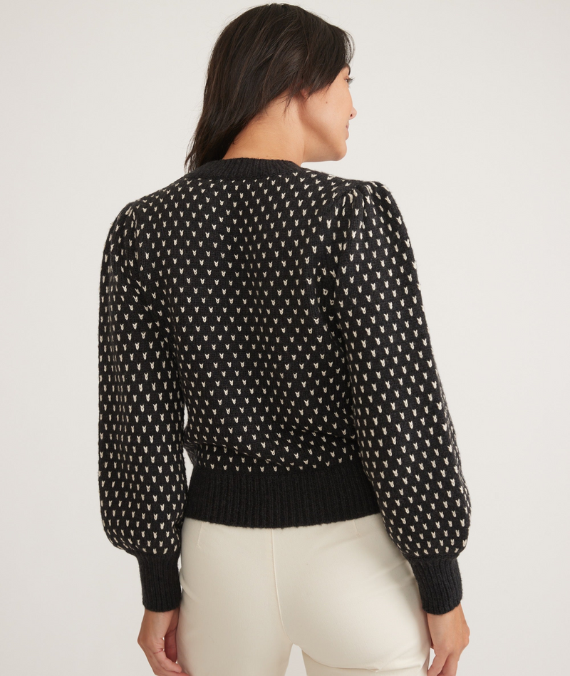 Alma Puff Sleeve Sweater - Black and White