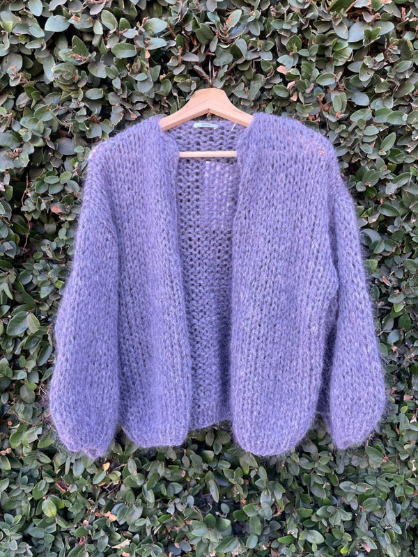 Mohair Bomber Cardigan - Purple Melange