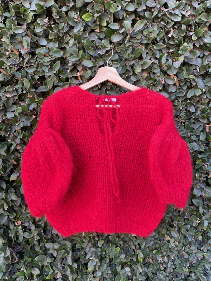 Mohair Short Sleeve Top - Red