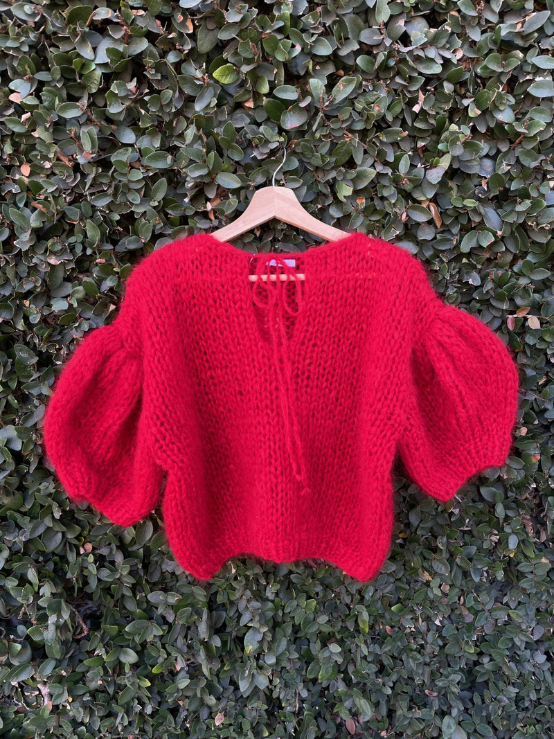 Mohair Short Sleeve Top - Red