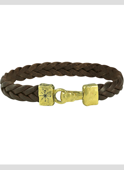 Unified Front Leather Bracelet - Brass