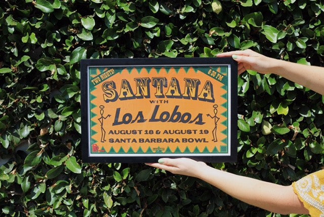 Santana with Los Lobos Concert Poster - Framed