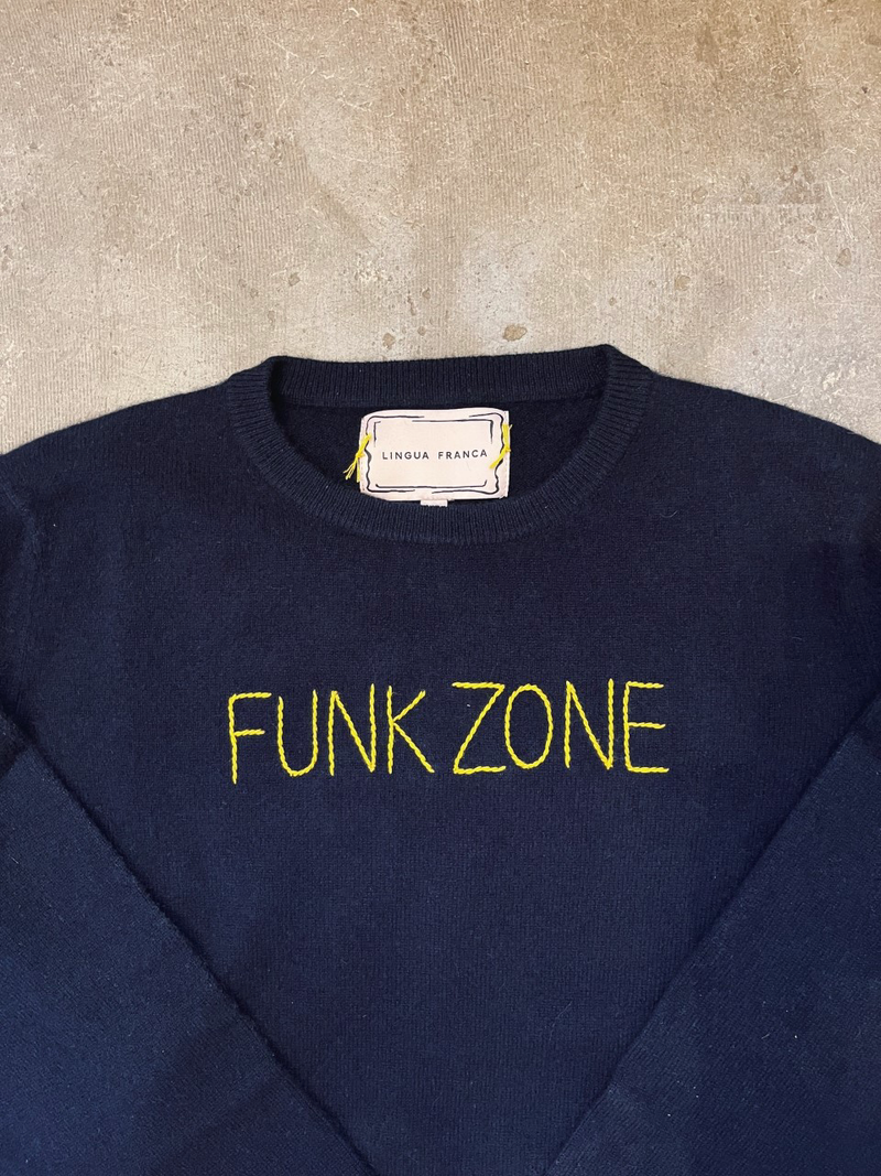 "Funk Zone" Embroidered Crewneck - Navy/Yellow